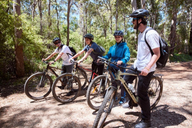Ignite participants on a bike ride in Margaret River during the 2024 leadership camp