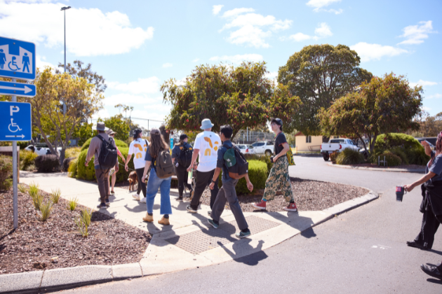 Young Ignite participants walking outside on a path on the leadership camp in Margaret River