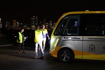Intellibus exterior at South Perth foreshore at night