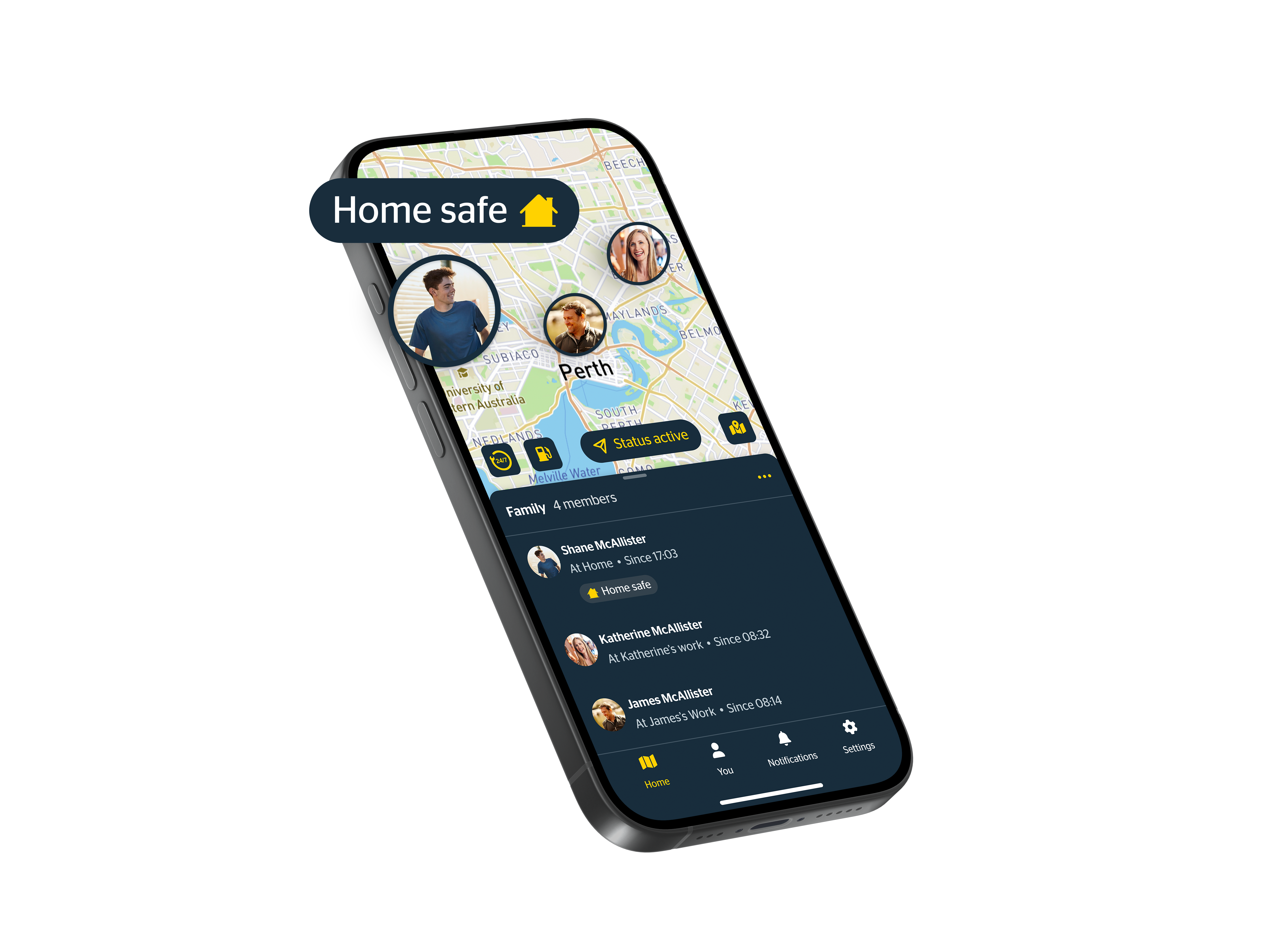 RAC Go app screenshot showing a live location sharing map
