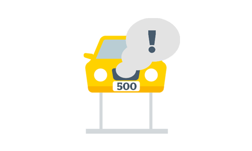 Graphic of car under repair with a 500 number plate