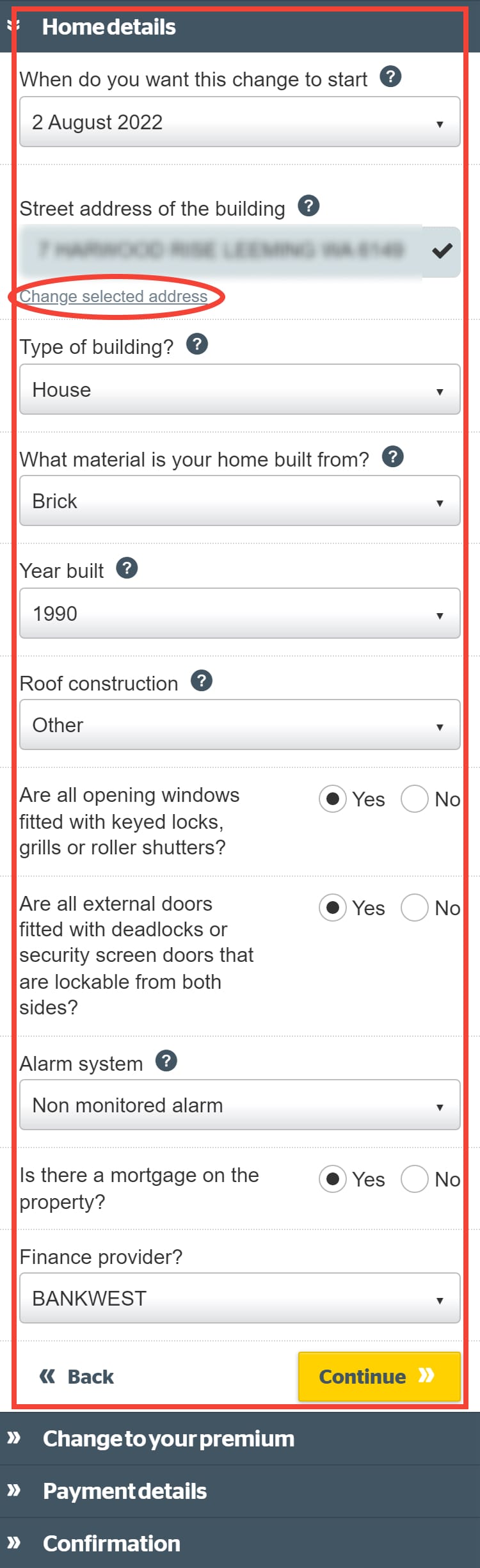 Update the home details on mobile