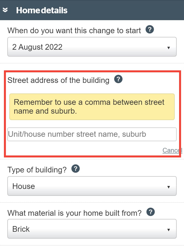 Update the home details on mobile