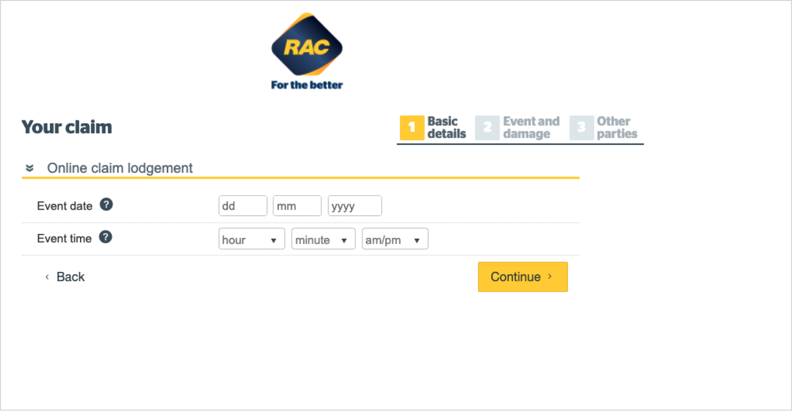 Entering claim details on mobile