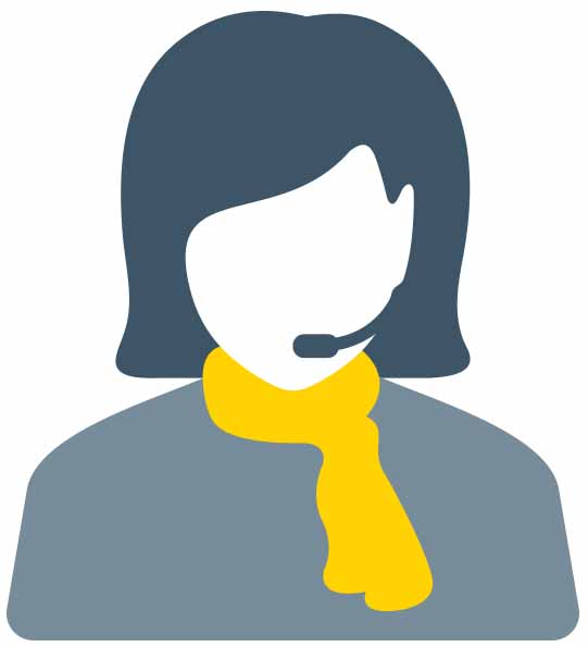 A female contact centre consultant with with a handsfree headset on