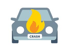 A car with its hood on fire