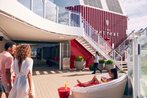 Adults enjoying a retreat area on a cruise ship 
