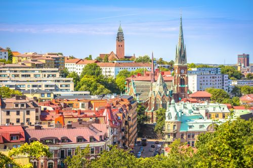 Gothenburg city skyline with historic church spires