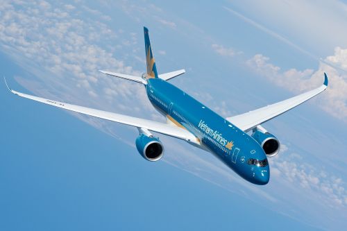 Vietnam Airlines aircraft above the clouds.