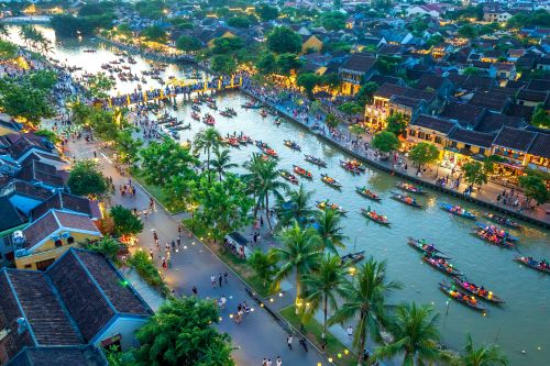 Aerial view of Hoi An and the Thu Bon River.