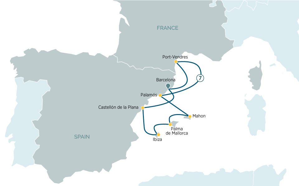 Map of Europe indicating all stops along this itinerary 