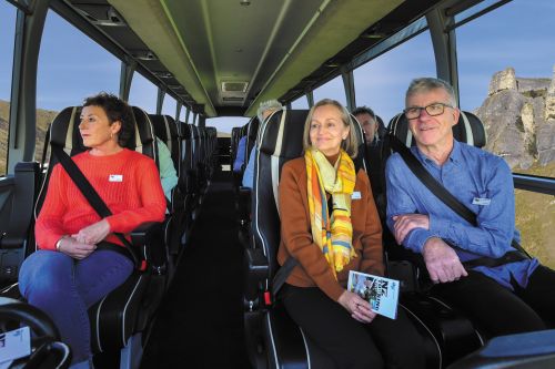 Passengers on the comfortable GPT coach. 