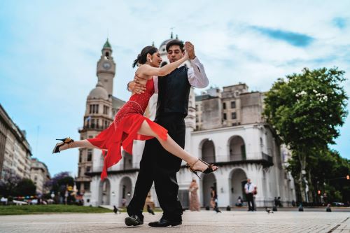 Flamenco dancers dancing the in street of Buenos Aires