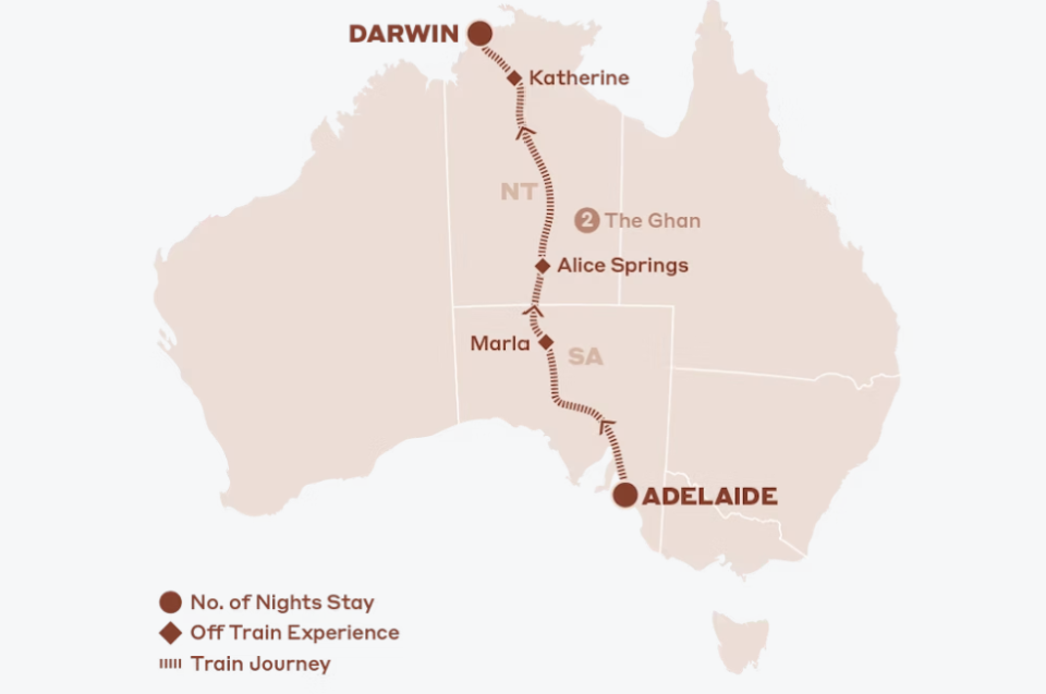 Map of Australia indicating all stops on the 2026 itinerary 
