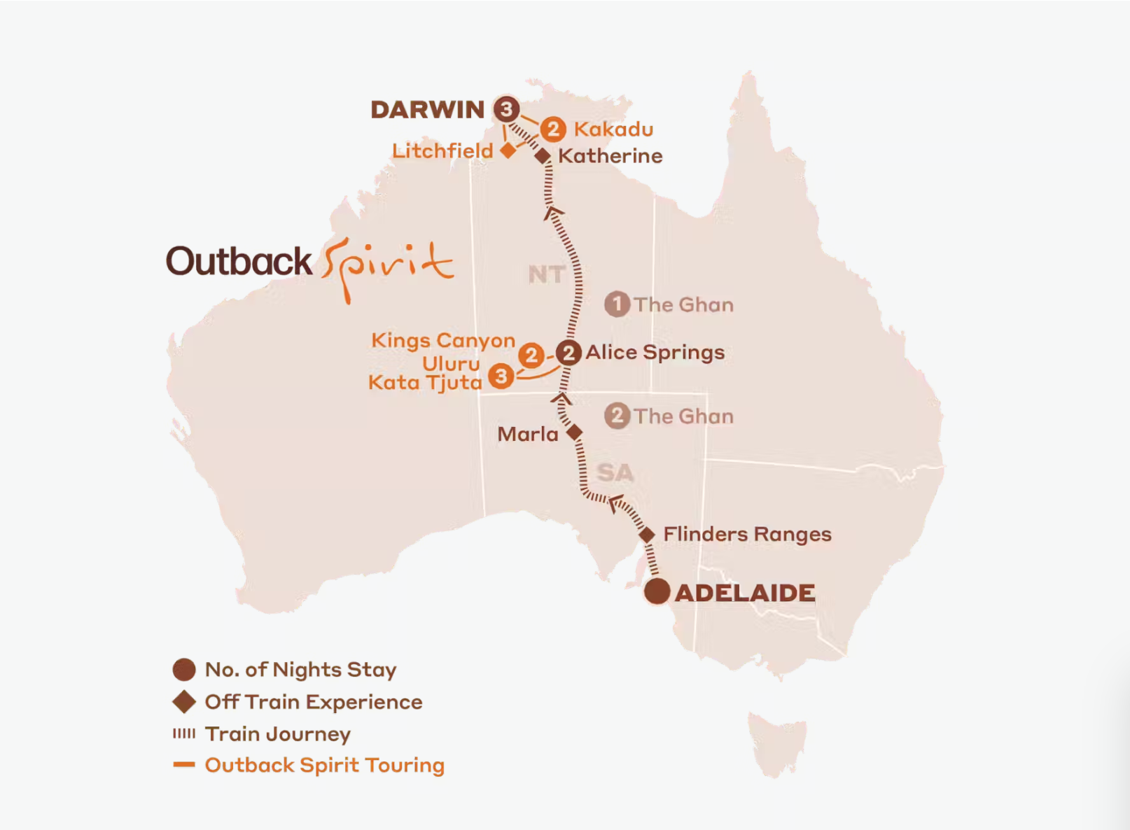 Map of Australia indicating all stops along the 2027 itinerary