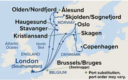 14n Norwegian Fjords Princess Map