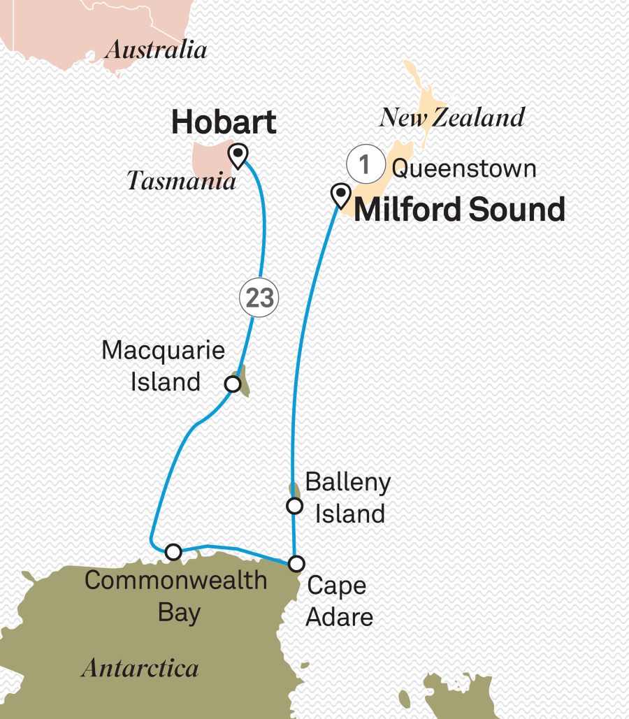 Map of Antarctica indicating the route of this cruise