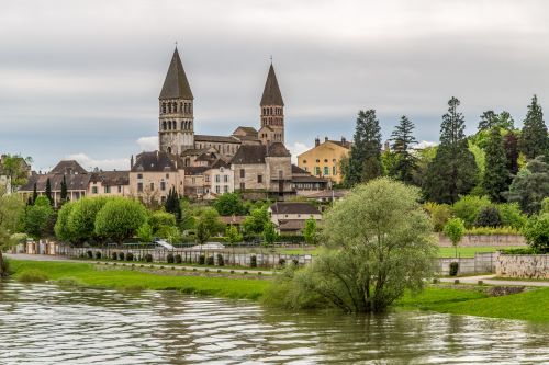 A French town along the Saone River in Tournus 