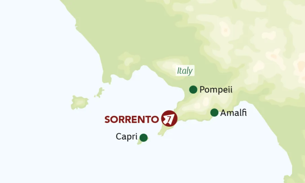 Map of Italy indicating all stops along this itinerary 