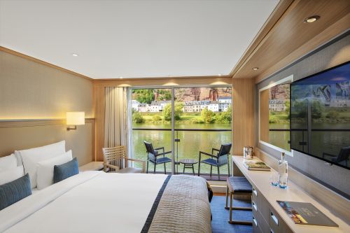 A veranda stateroom onboard a ship