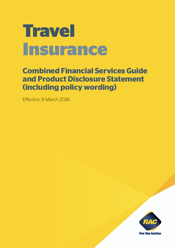 Front cover of the Travel Insurance PDS