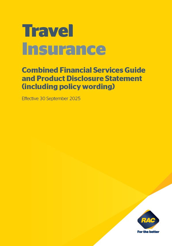 Front cover of the Travel Insurance PDS